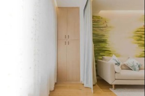惠州景欣装饰88㎡两居室小户型，治愈系+简约原木飘窗效果图