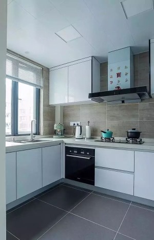 惠州景欣装饰105㎡现代简约风，简约大方的家厨房效果图