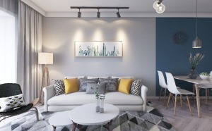 惠州景欣装饰清新北欧，简单舒适家居客厅效果图