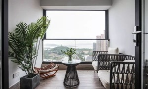 惠州景欣装饰180㎡气质美家，有个视野超好的休闲阳台效阳台果图