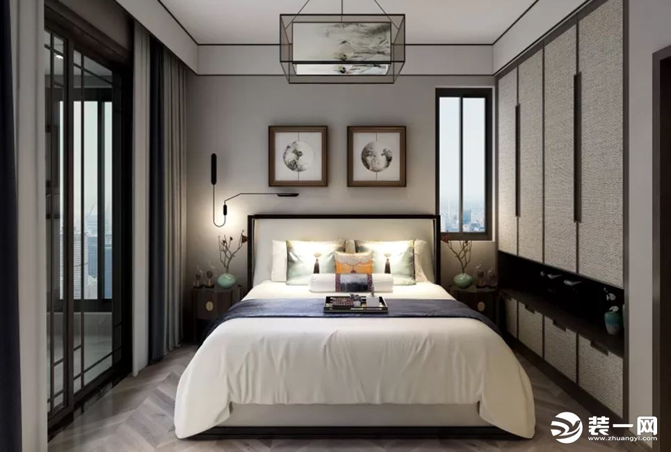 新中式的卧室，看着很舒服，很安逸