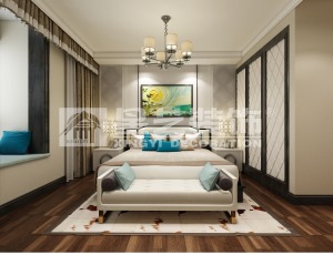 呼和浩特新華聯時尚新中式150平米中式風格臥室床