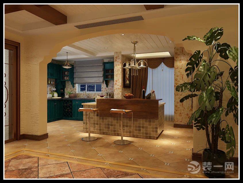 万达华府120三居室美式风格效果图厨房