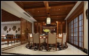 亿升滨江145平别墅中式简欧风格效果图餐厅