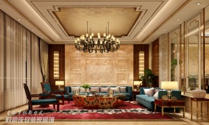 香格里拉 复式 新中式风格 客厅沙发背景墙