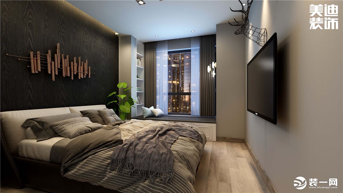 滨江中心城117平方米现代轻奢风格案例效果图--卧室