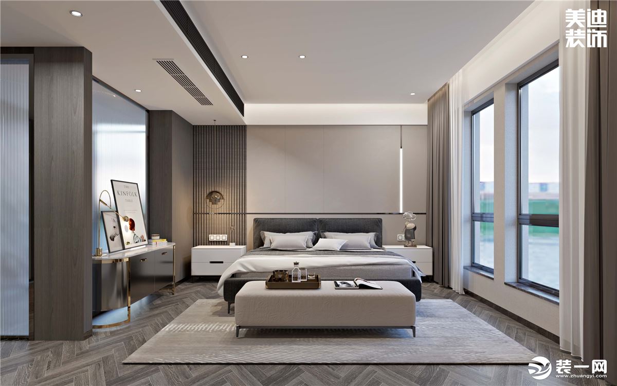 第六都180现代风格案例效果图--卧室