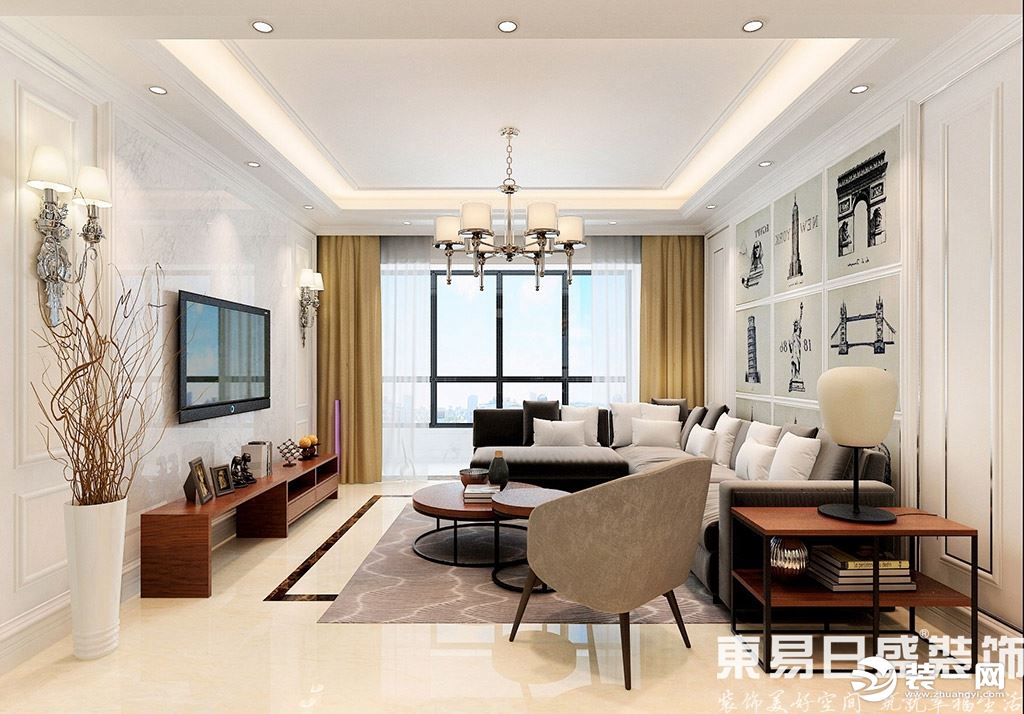 东江豪门150平四房二厅现代简约客厅装修效果图