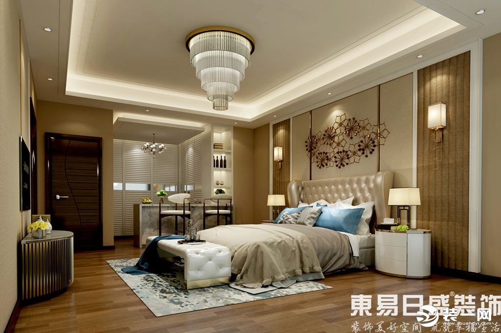 锦绣山河观园600平后现代风格主卧室装修效果图