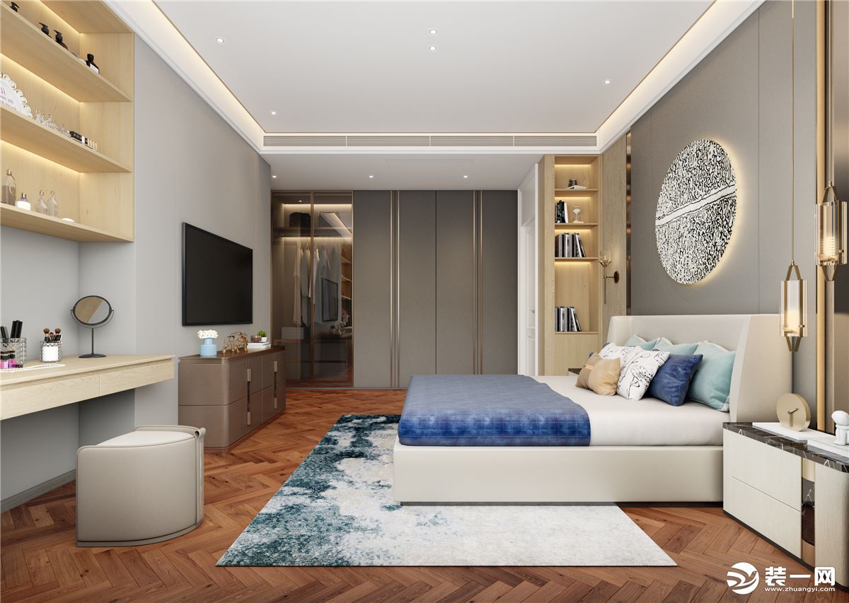 万科皇马郦宫-现代新中式-卧室装修效果图