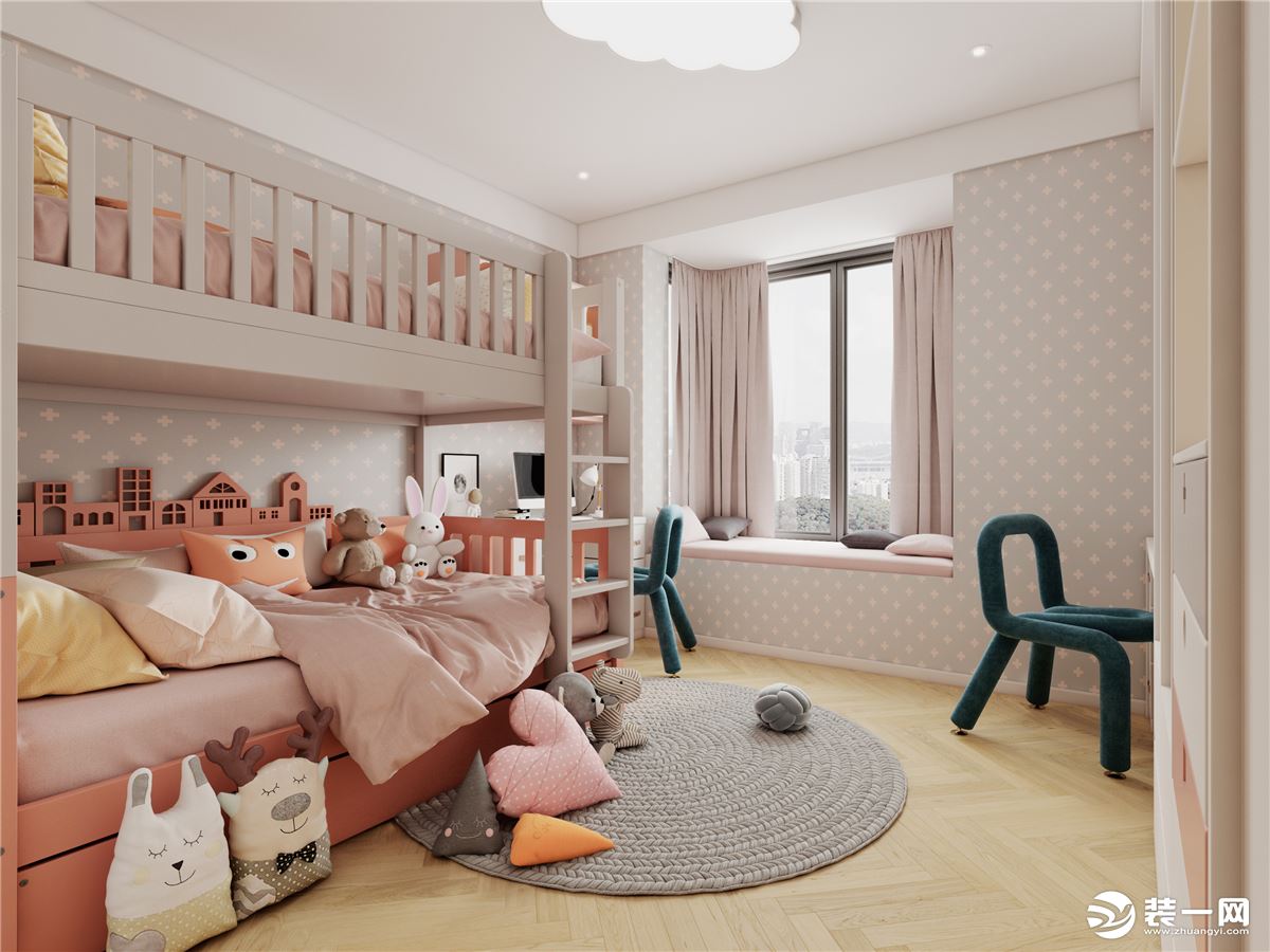 万科皇马郦宫-现代新中式-儿童房装修效果图