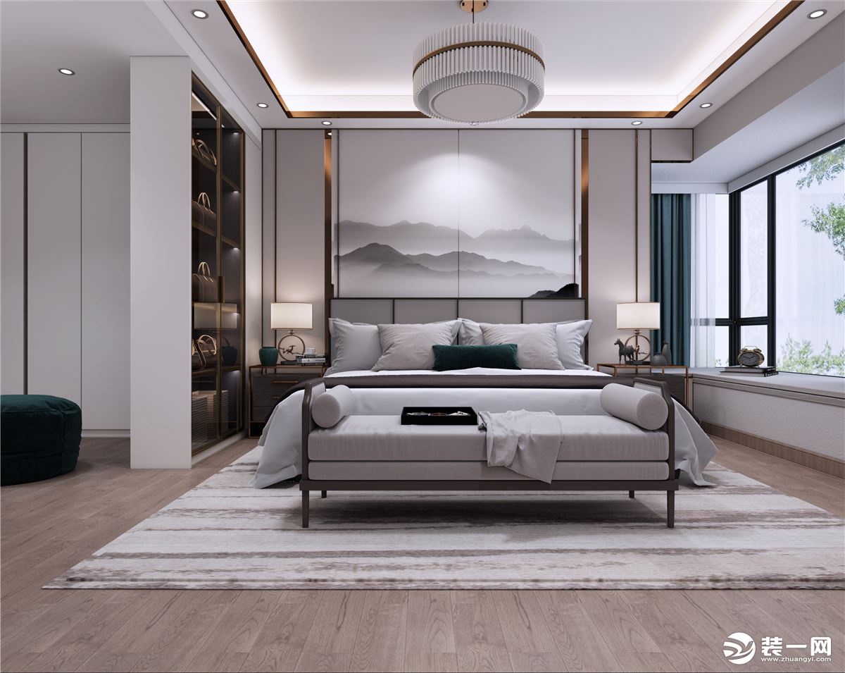 金地艺境水岸-新中式风格-卧室装修效果图