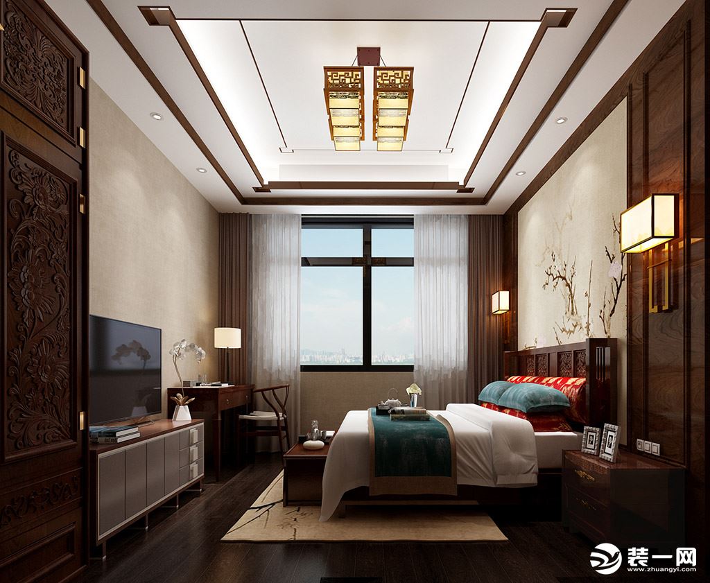 万科云城-新中式风格-卧室装修效果图