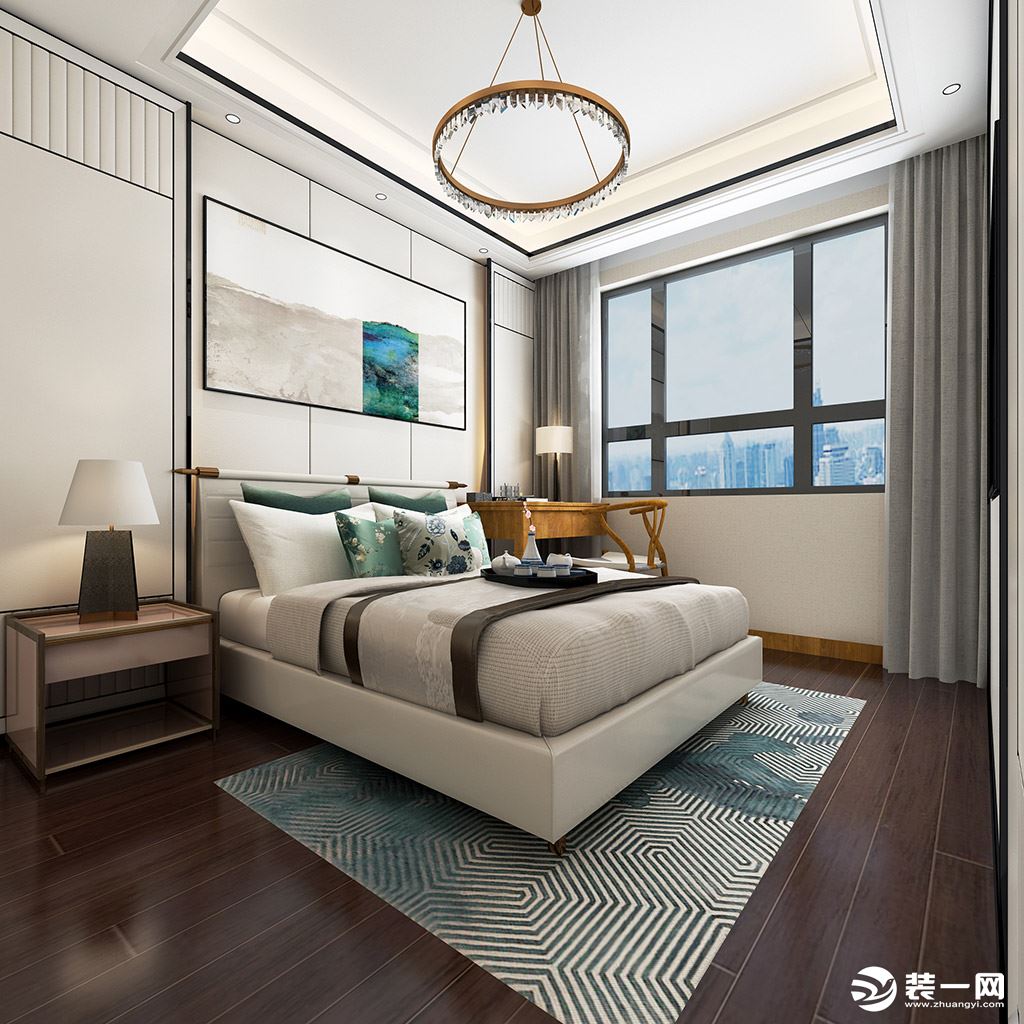 万科云城-新中式风格-卧室装修效果图