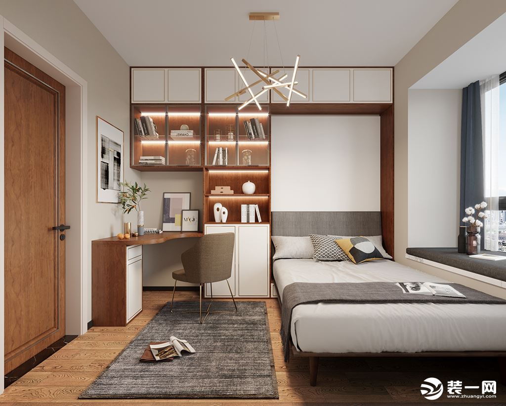 金地时代艺境-新中式风格-卧室装修效果图