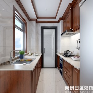 万科云城200平四房二厅新中式厨房装修效果图