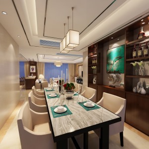 鼎峰尚境190平四居室新中式餐厅装修效果图