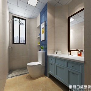 东海城堡三房二厅103平美式洗手间装修效果图