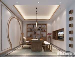 锦绣山河观园大平层320平现代茶室装修效果图