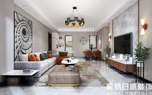 锦江花园117平三房二厅现代轻奢客厅装修效果图