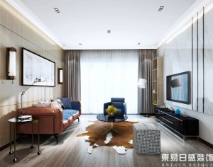 锦绣山河观园127平三房现代简约客厅装修效果图	