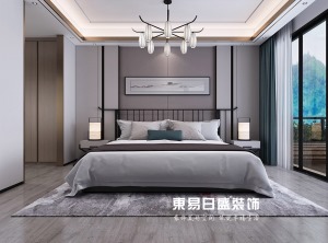 富力养生谷331平别墅新中式卧室装修效果图	