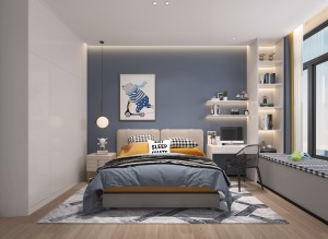万科皇马郦宫-现代轻奢风格-卧室装修效果图
