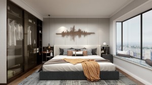 金地城南艺境-后现代风格-卧室装修效果图