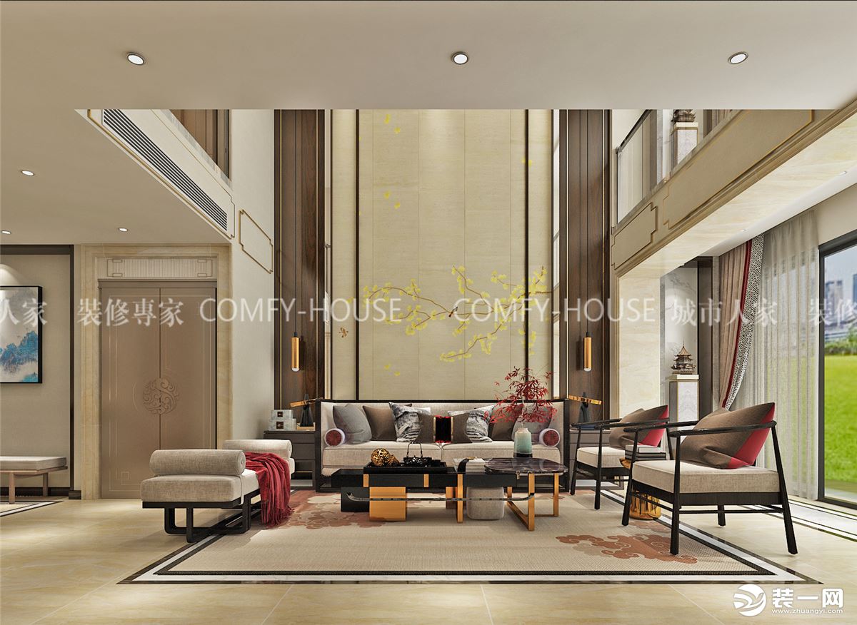 菏泽牡丹新城复式一楼客厅装修效果图—装修咨询：15628945697
