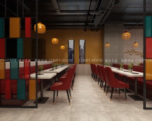泉城路自助餐厅500平米大厅装修效果图【装修咨询：15628945697】