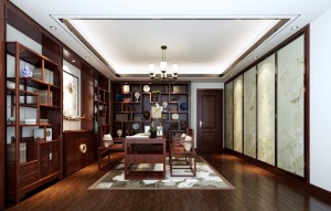 乔治庄园180平米四居室中式风格书房装修效果图