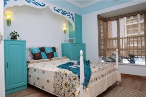 锦泰家园 100平 三居室 造价11万 地中海风格卧室