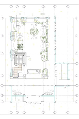 四季厅家具及绿化布置定位平面图