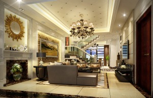 广州南沙碧桂园168平米复式别墅欧式风格客厅