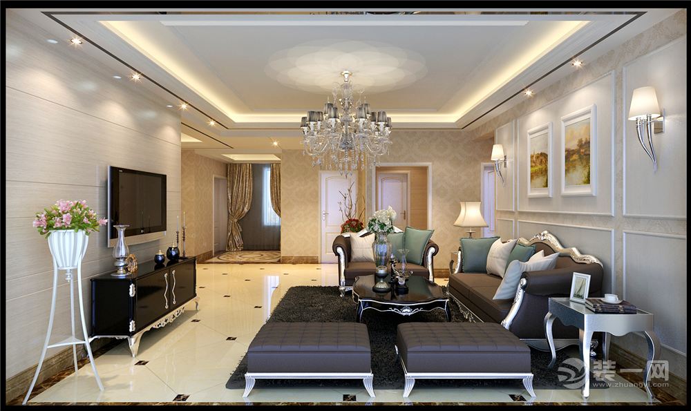 三润城花园 118平 三居室 造价12万  简欧风格简欧客厅