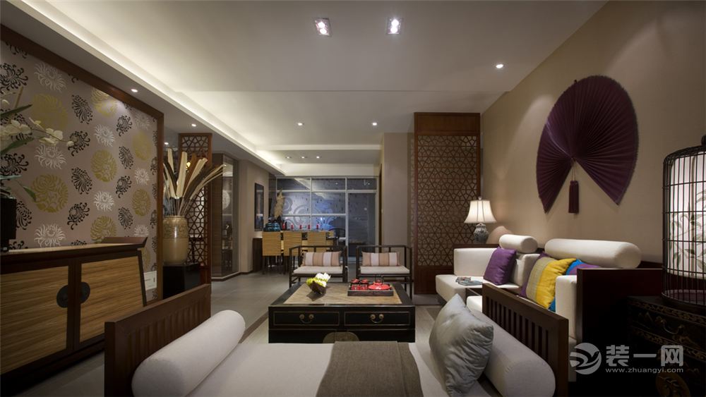 東業上城 97平 三居室 造價10萬 東南亞風格客廳
