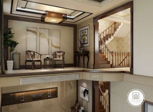 无锡阿卡迪亚别墅250平中式风格客厅装饰画