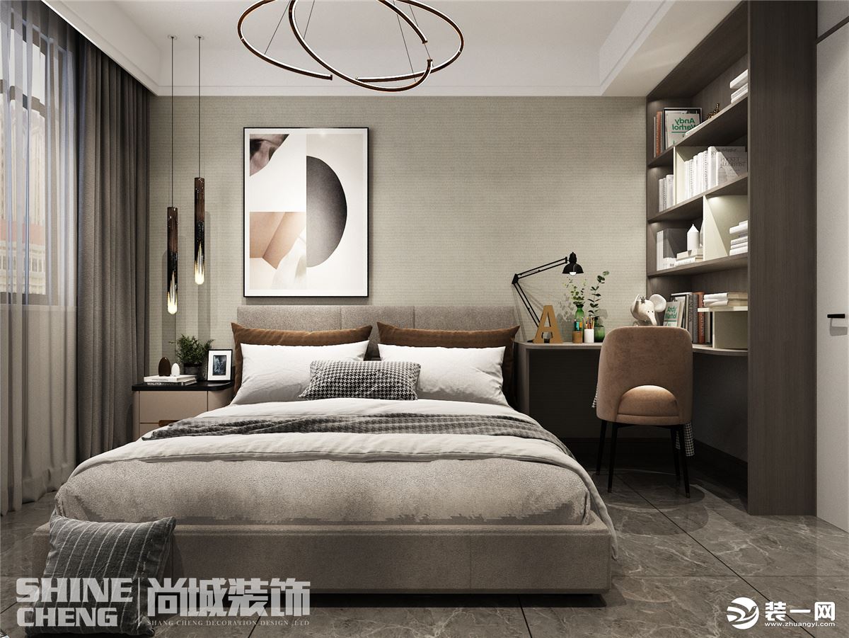 肥城世紀豪庭小區138㎡三室兩廳現代風格裝修設計效果圖案例臥室