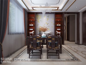 鲁商国际社区别墅220m2新中式风格装修设计效果图