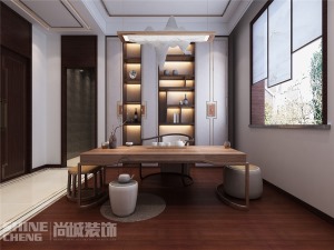 鲁商国际社区别墅220m2新中式风格装修设计效果图