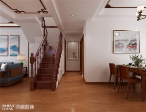 泰安山语观邸141㎡顶加阁中式风格装修设计效果图案例