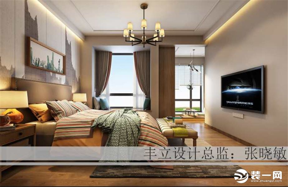 当代国际城125平现代风格三室一厅卧室效果图