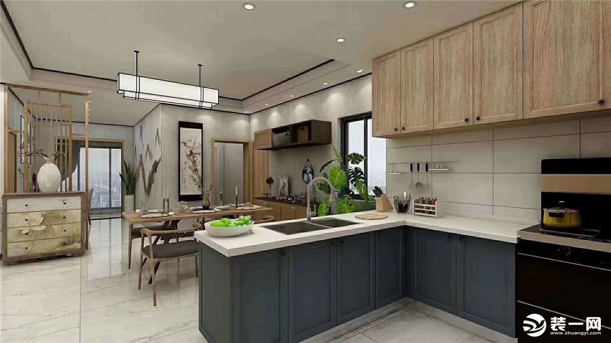 兴冶国际120平新中式风格三室两厅厨房效果图