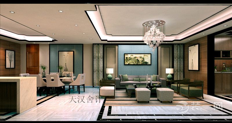 福州鑫泉新苑145平米四居室新中式风格餐厅与客厅