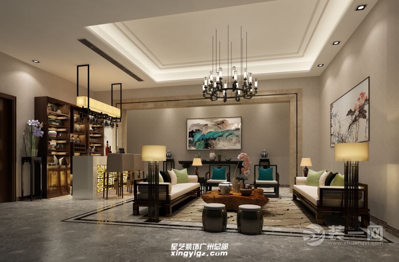 广州保利水晶200平米别墅现代风格客厅