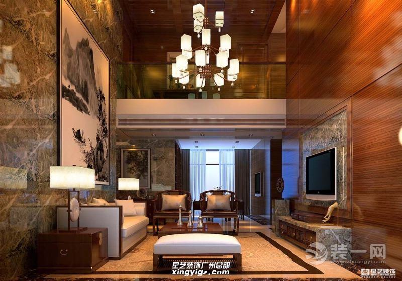 广州远洋城天骄183平米大平层新中式风格客厅