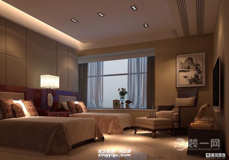 广州远洋城天骄183平米大平层新中式风格卧室