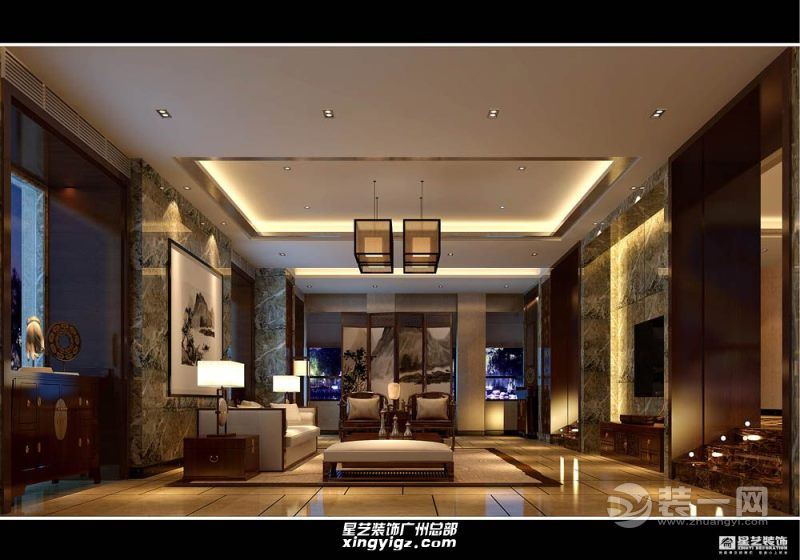 广州远洋城御山300平米别墅现代风格客厅