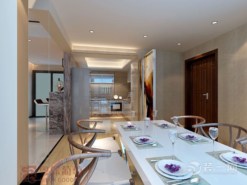 广州岭南新世界99平米三居室现代简约风格餐厅
