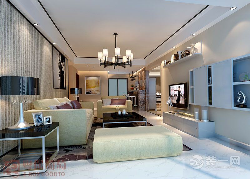 广州岭南新世界99平米三居室现代简约风格客厅
